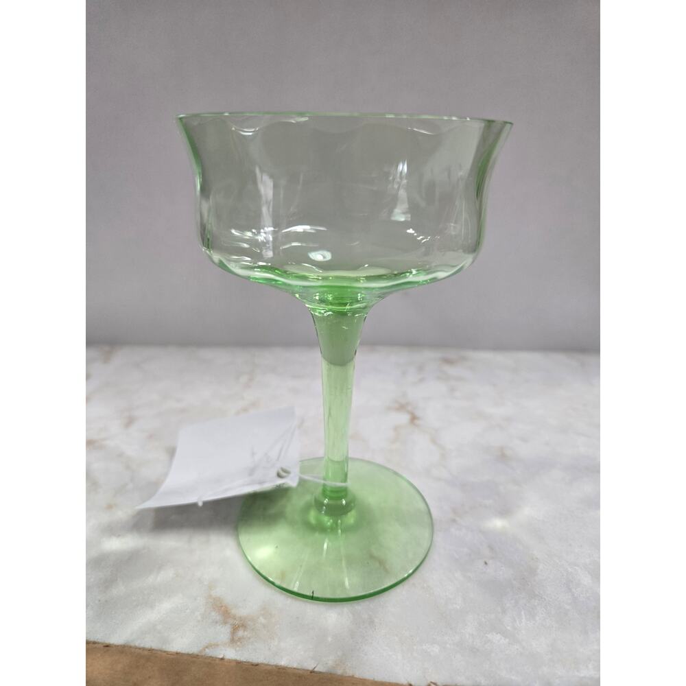 1 Vintage Green Vaseline Glass Champagne Sherbet Coupe Replacement Fostoria